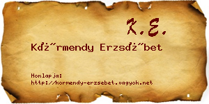 Körmendy Erzsébet névjegykártya