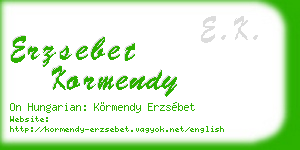 erzsebet kormendy business card